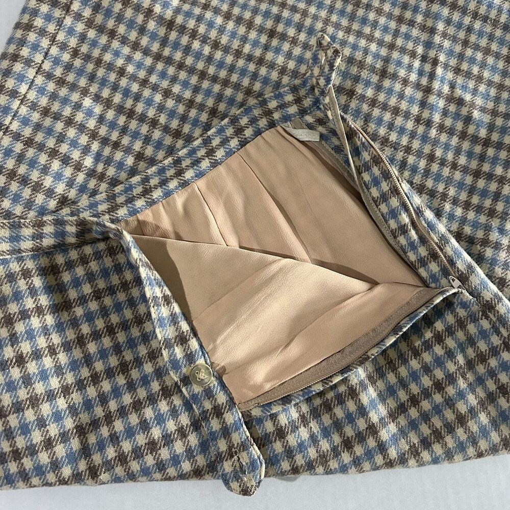 VTG Plaid Gingham Knee Length Wool Skirt, sz S, Classic Autumnal Academia, - Picture 5 of 6
